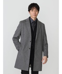 Perfect Suit FActory | ウール100% ビーバーチェスターコート ブラック/ライトグレー/ブルー(チェスターコート)