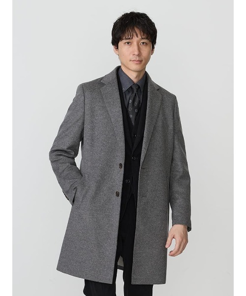 Perfect Suit FActory（パーフェクトスーツファクトリー）の「ウール100％　ビーバーチェスターコート　ブラック/ライトグレー/ブルー（チェスターコート・メンズ・ライトグレー/ブルー/ブラック・S/M/L/LL/AB（L）/XL-AB）」の3枚目の写真