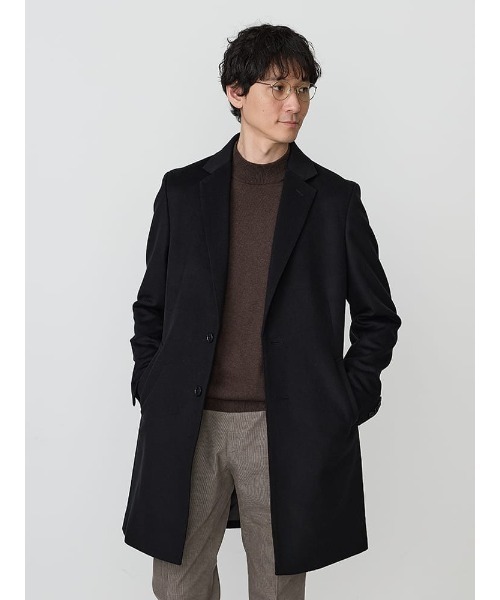 Perfect Suit FActory（パーフェクトスーツファクトリー）の「ウール100％　ビーバーチェスターコート　ブラック/ライトグレー/ブルー（チェスターコート・メンズ・ライトグレー/ブルー/ブラック・S/M/L/LL/AB（L）/XL-AB）」の2枚目の写真