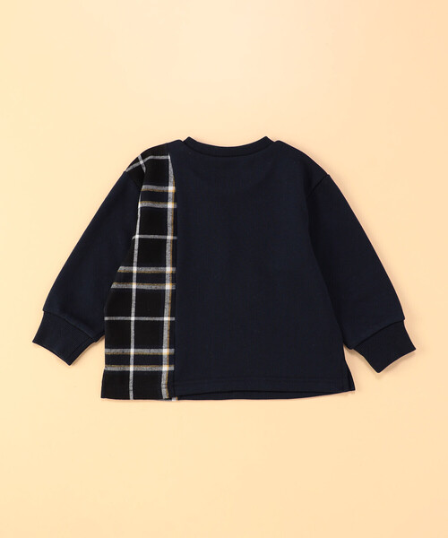 COMME CA ISM（コムサイズム）の「チェック 切り替えトレーナー(ベビーサイズ)（スウェット・キッズ・ベージュ系/ネイビー系・80-90cm）」の3枚目の写真