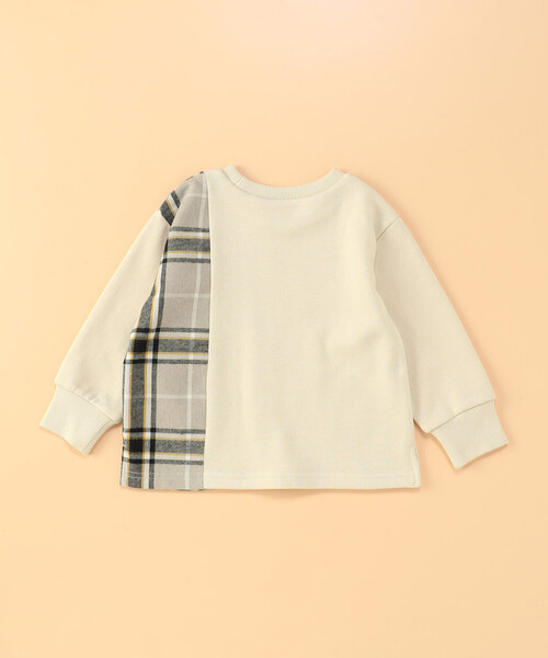 COMME CA ISM（コムサイズム）の「チェック 切り替えトレーナー(ベビーサイズ)（スウェット・キッズ・ベージュ系/ネイビー系・80-90cm）」の4枚目の写真