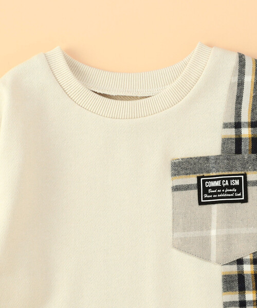 COMME CA ISM（コムサイズム）の「チェック 切り替えトレーナー(ベビーサイズ)（スウェット・キッズ・ベージュ系/ネイビー系・80-90cm）」の5枚目の写真