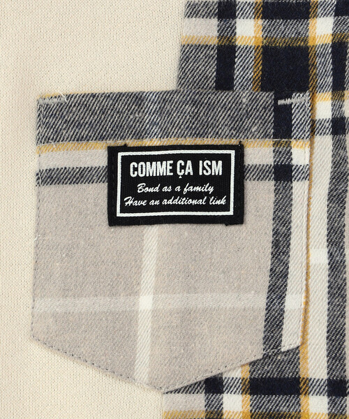 COMME CA ISM（コムサイズム）の「チェック 切り替えトレーナー(ベビーサイズ)（スウェット・キッズ・ベージュ系/ネイビー系・80-90cm）」の7枚目の写真