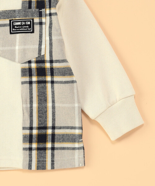 COMME CA ISM（コムサイズム）の「チェック 切り替えトレーナー(ベビーサイズ)（スウェット・キッズ・ベージュ系/ネイビー系・80-90cm）」の8枚目の写真