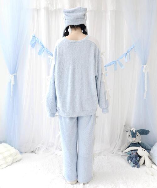 Whinny（ホワイニー）の「Whinny/《セットアップ可能♪》ゆるもちリボンちゃん（ニット/セーター・レディース・ホワイト/サックスブルー/ブラック・FREE）」の9枚目の写真