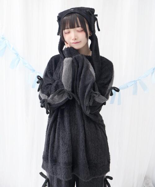 Whinny（ホワイニー）の「Whinny/《セットアップ可能♪》ゆるもちリボンちゃん（ニット/セーター・レディース・ホワイト/サックスブルー/ブラック・FREE）」の11枚目の写真