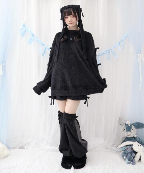 Whinny（ホワイニー）の「Whinny/《セットアップ可能♪》ゆるもちリボンちゃん（ニット/セーター・レディース・ホワイト/サックスブルー/ブラック・FREE）」の12枚目の写真