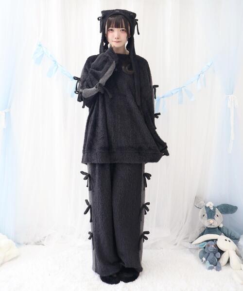 Whinny（ホワイニー）の「Whinny/《セットアップ可能♪》ゆるもちリボンちゃん（ニット/セーター・レディース・ホワイト/サックスブルー/ブラック・FREE）」の13枚目の写真