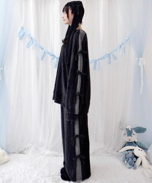 Whinny（ホワイニー）の「Whinny/《セットアップ可能♪》ゆるもちリボンちゃん（ニット/セーター・レディース・ホワイト/サックスブルー/ブラック・FREE）」の17枚目の写真