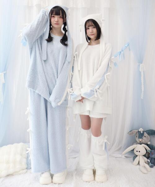 Whinny（ホワイニー）の「Whinny/《セットアップ可能♪》ゆるもちリボンちゃん（ニット/セーター・レディース・ホワイト/サックスブルー/ブラック・FREE）」の20枚目の写真