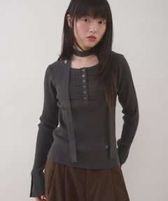 セール】【otonaMUSE11月号掲載/洗える】フィルムドットフリルネック