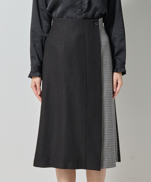 NARACAMICIE（ナラカミーチェ）の「【NARACAMICIE】【セットアップ対応】ヘリンボン×チェックスカート（スカート・レディース・ブラウン/ブラック・M/XL）」の5枚目の写真