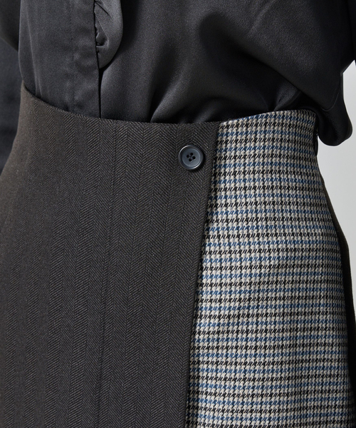 NARACAMICIE（ナラカミーチェ）の「【NARACAMICIE】【セットアップ対応】ヘリンボン×チェックスカート（スカート・レディース・ブラウン/ブラック・M/XL）」の8枚目の写真