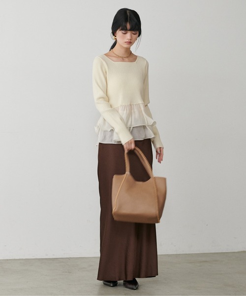LARUTA（ラルータ）の「【LARUTA】［Yurie企画］前後2WAYペプラムフリルニット（ニット/セーター・レディース・ブラック/アイボリー/ダークブラウン/モカ・FREE）」の19枚目の写真