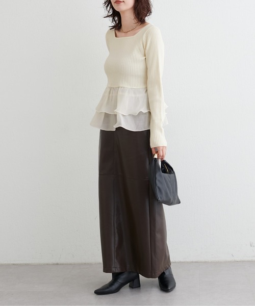 LARUTA（ラルータ）の「【LARUTA】［Yurie企画］前後2WAYペプラムフリルニット（ニット/セーター・レディース・ブラック/アイボリー/ダークブラウン/モカ・FREE）」の21枚目の写真