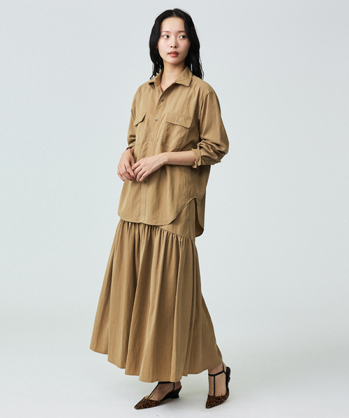 Rouge vif la cle(ルージュヴィフラクレ)の「【Le Melange/ル・メランジュ】テンセルナイロンツイルシャツ / セットアップ着用可能【WEB限定】(シャツ/ブラウス・レディース・キャメル/ブラウン・フリー)」の4枚目の写真