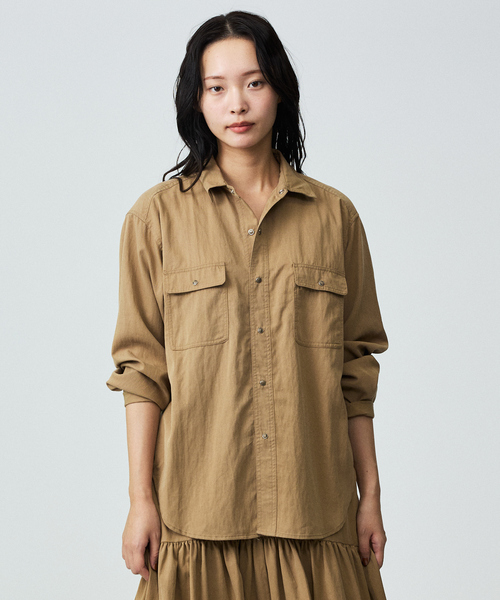 Rouge vif la cle(ルージュヴィフラクレ)の「【Le Melange/ル・メランジュ】テンセルナイロンツイルシャツ / セットアップ着用可能【WEB限定】(シャツ/ブラウス・レディース・キャメル/ブラウン・フリー)」の5枚目の写真