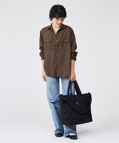 Rouge vif la cle(ルージュヴィフラクレ)の「【Le Melange/ル・メランジュ】テンセルナイロンツイルシャツ / セットアップ着用可能【WEB限定】(シャツ/ブラウス・レディース・キャメル/ブラウン・フリー)」の8枚目の写真