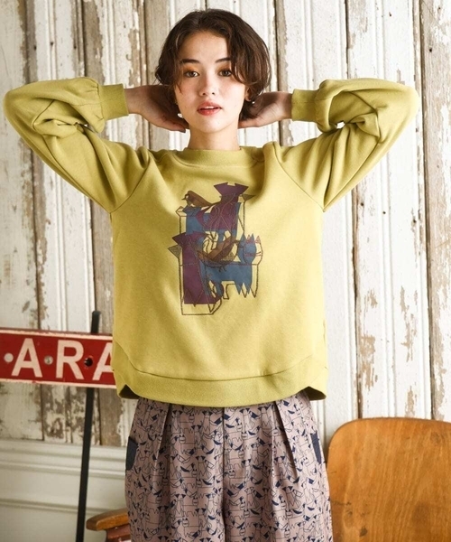 Jocomomola(ホコモモラ)の「Animales Coloridos 裏起毛カットソー(Tシャツ/カットソー・レディース・クリーム/ネイビー・40)」の2枚目の写真
