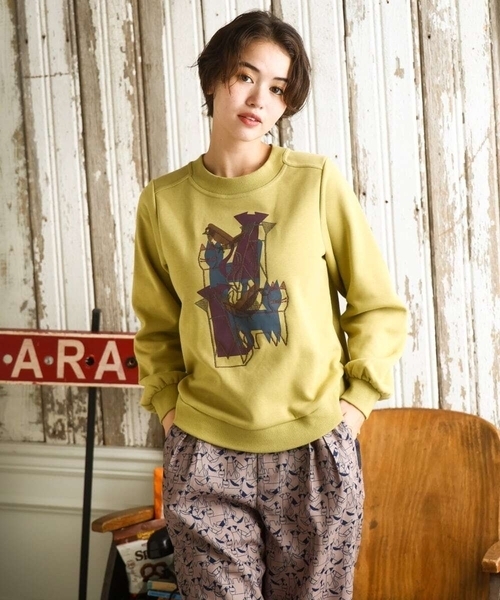 Jocomomola(ホコモモラ)の「Animales Coloridos 裏起毛カットソー(Tシャツ/カットソー・レディース・クリーム/ネイビー・40)」の3枚目の写真
