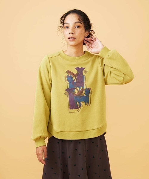 Jocomomola(ホコモモラ)の「Animales Coloridos 裏起毛カットソー(Tシャツ/カットソー・レディース・クリーム/ネイビー・40)」の4枚目の写真