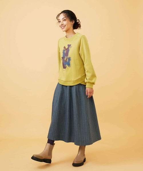 Jocomomola(ホコモモラ)の「Animales Coloridos 裏起毛カットソー(Tシャツ/カットソー・レディース・クリーム/ネイビー・40)」の13枚目の写真