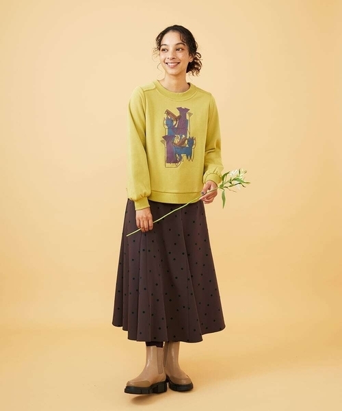 Jocomomola(ホコモモラ)の「Animales Coloridos 裏起毛カットソー(Tシャツ/カットソー・レディース・クリーム/ネイビー・40)」の14枚目の写真