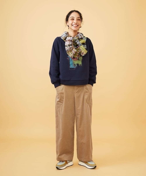 Jocomomola(ホコモモラ)の「Animales Coloridos 裏起毛カットソー(Tシャツ/カットソー・レディース・クリーム/ネイビー・40)」の21枚目の写真
