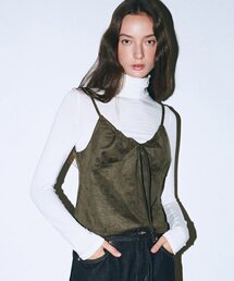 SUEDE BUSTIER STRING TOP_KHAKI