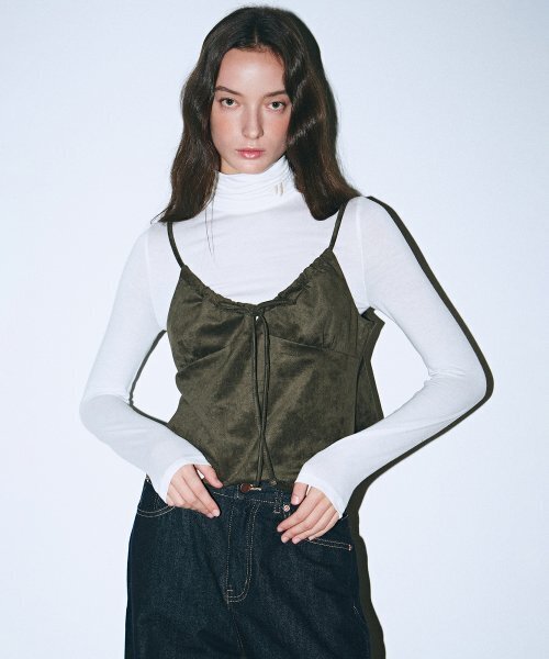 NICK&NICOLE(ニックアンドニコール)の「SUEDE BUSTIER STRING TOP_KHAKI(Tシャツ/カットソー・レディース・その他・FREE)」の2枚目の写真