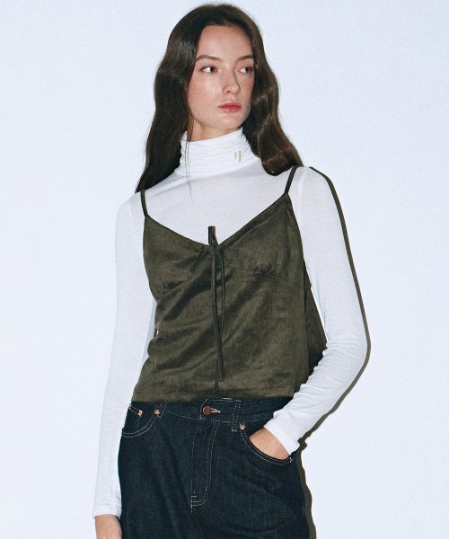 NICK&NICOLE(ニックアンドニコール)の「SUEDE BUSTIER STRING TOP_KHAKI(Tシャツ/カットソー・レディース・その他・FREE)」の3枚目の写真