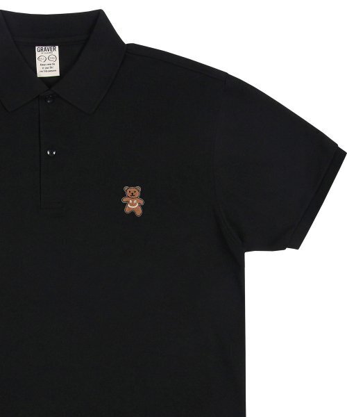 GRAVER（グレーバー）の「[ユニセックス]ベア刺繍ピケ半袖Tシャツ_ブラック（ポロシャツ・レディース・ブラック・SMALL/MEDIUM）」の3枚目の写真