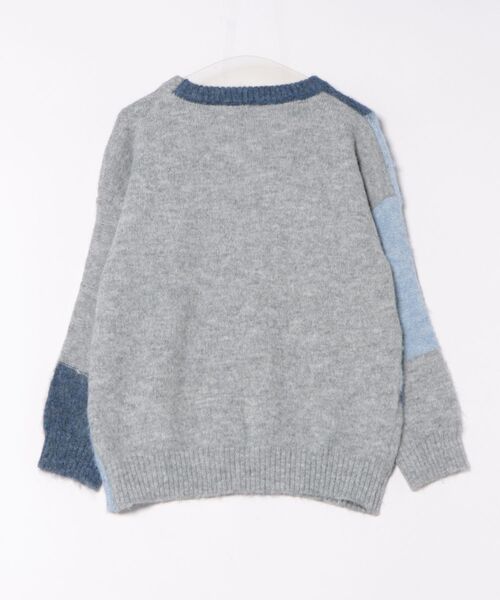 STYLEBLOCK(スタイルブロック)の「ラウンドネック配色MIXニットトップス(ニット/セーター・レディース・チャコールグレー/ブルー/パープル・FREE)」の4枚目の写真