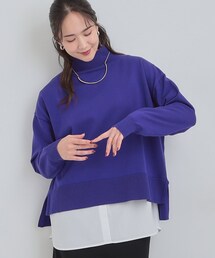 【2点セット/洗濯機可/S-LL】着回しがきく もちもちハイネックニット+裾シャツインナー