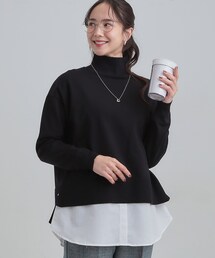 SHOO・LA・RUE | 【2点セット/S-LL】時短で決まる もちもちニット＆裾シャツインナー(ニット/セーター)