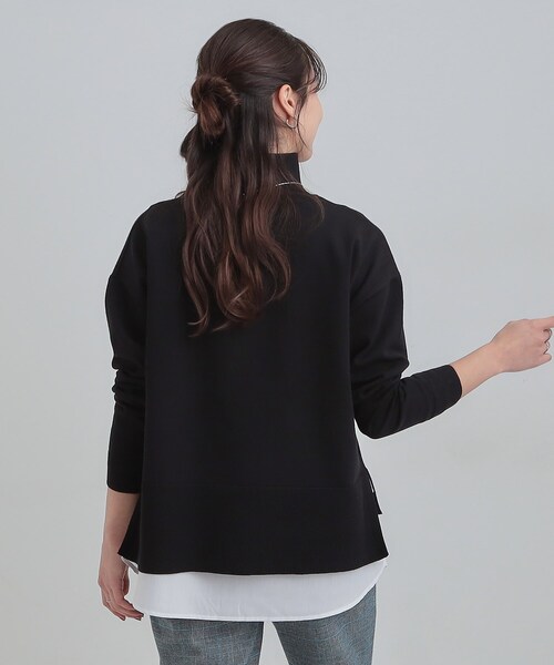 SHOO・LA・RUE（シューラルー）の「【2点セット/洗濯機可/S-LL】着回しがきく もちもちハイネックニット+裾シャツインナー（ニット/セーター・レディース・ブルー系その他/ブラック/ブラウン系/グレー・01/02/03/04）」の6枚目の写真