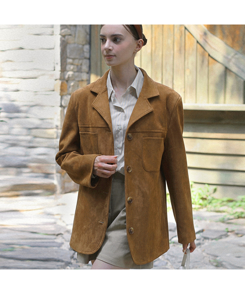 SLOWLOLLI(スローローリ)の「Slow structure overfit suede jacket(その他アウター・レディース・キャメル/Beige・FREE)」の1枚目の写真