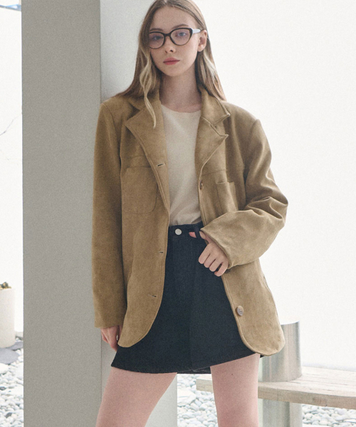 SLOWLOLLI(スローローリ)の「Slow structure overfit suede jacket(その他アウター・レディース・キャメル/Beige・FREE)」の4枚目の写真