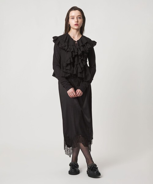 ASTRAET(アストラット)の「<ASTRAET>レース カットソーカーディガン(Tシャツ/カットソー・レディース・ブラック/ホワイト・FREE)」の5枚目の写真