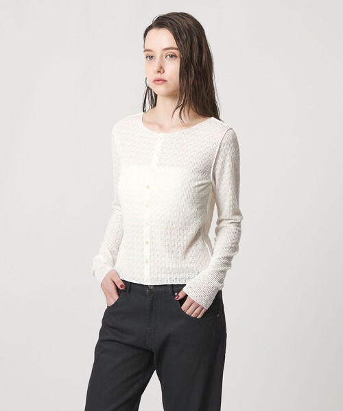 ASTRAET(アストラット)の「<ASTRAET>レース カットソーカーディガン(Tシャツ/カットソー・レディース・ブラック/ホワイト・FREE)」の8枚目の写真