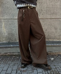 STUDS BARREL RACK WOOL LIKE SLACKS／スタッズバレルレックウールライクスラックス