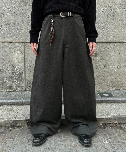 STUDS BARREL RACK WOOL LIKE SLACKS／スタッズバレルレックウール