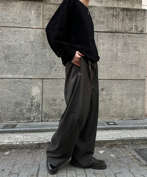 kutir（クティール）の「STUDS BARREL RACK WOOL LIKE SLACKS／スタッズバレルレックウールライクスラックス（スラックス・メンズ・チャコールグレー/ブラウン・SMALL/LARGE/MEDIUM）」の7枚目の写真