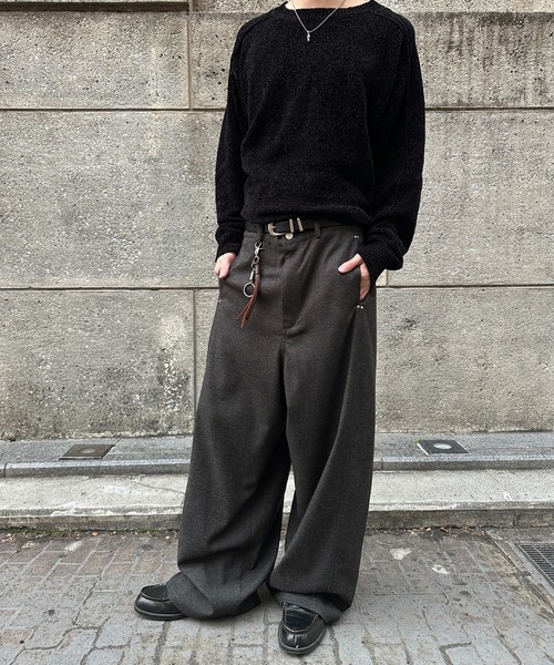 kutir（クティール）の「STUDS BARREL RACK WOOL LIKE SLACKS／スタッズバレルレックウールライクスラックス（スラックス・メンズ・チャコールグレー/ブラウン・SMALL/LARGE/MEDIUM）」の14枚目の写真