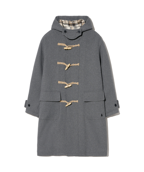 super100 Wool ロングダッフルコート(グレー) ウールブレンドロングダッフルコート_グレー（チェスターコート