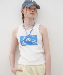 POEV（ポエブ）の「Wildflower Tank Top - White（Tシャツ/カットソー）」