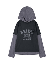 チェックレイヤードロングスリーブ(チャコール)K25ZB165