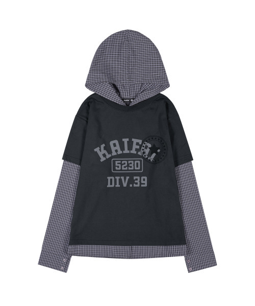 kaifai(カイファイ)の「チェックレイヤードロングスリーブ(チャコール)K25ZB165(Tシャツ/カットソー・レディース・その他・MEDIUM/LARGE)」の1枚目の写真