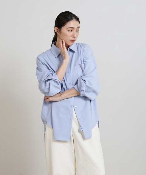 select MOCA(セレクトモカ)の「スリーブアレンジオーバーサイズシャツ(シャツ/ブラウス・レディース・スミクロ/オフホワイト/サックスブルー・FREE)」の7枚目の写真