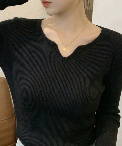 cammie(キャミー)の「ハートネックデザイントップス(ニット/セーター・レディース・アイボリー/オリーブ/ブラック・M/L)」の17枚目の写真